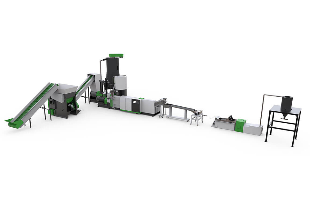 Shredder Extruder Recycling Pelletizing System